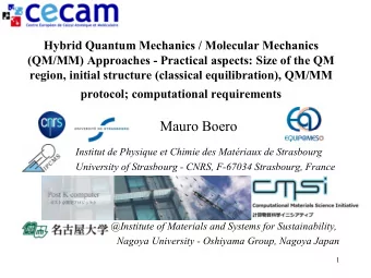 Mauro Boero  Institut de Physique et Chimie des Matriaux de Strasbourg  University of Strasbourg
