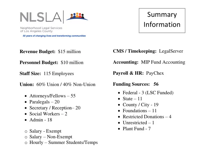 summary information