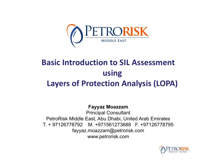 basic introduction to sil assessment using layers of