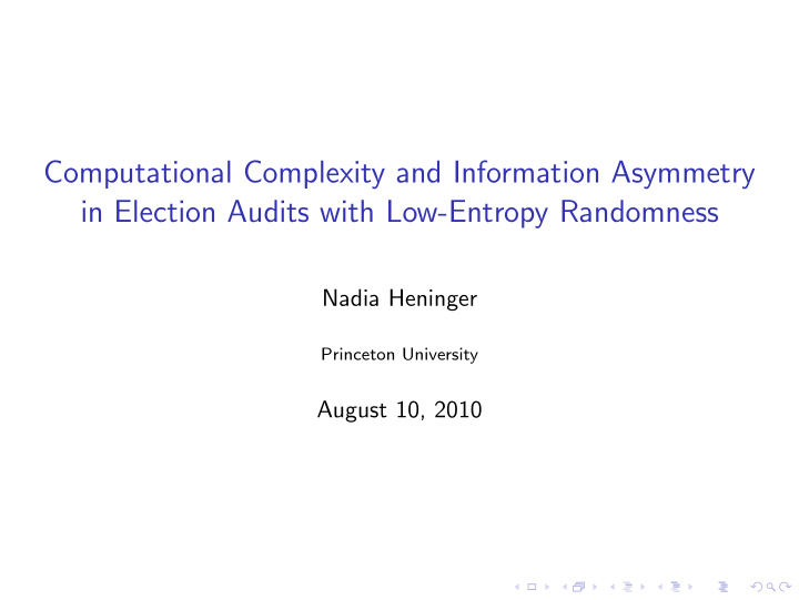 computational complexity and information asymmetry in