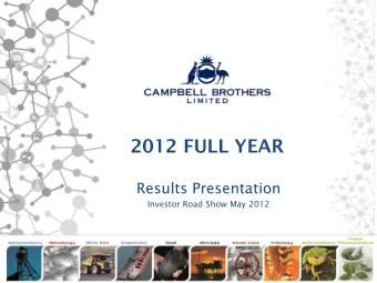 2012 FULL YEAR  Results Presentation  Investor Road Show May 2012 IMPORTANT NOTICE AND DISCLAIMER