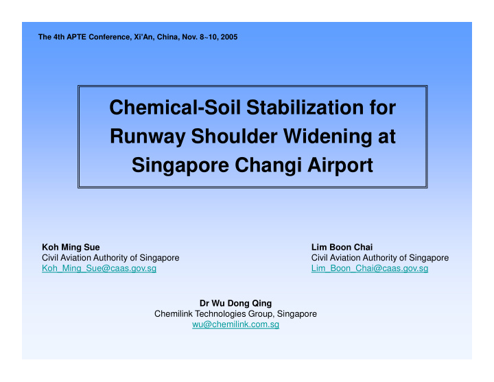 chemical soil stabilization for runway shoulder widening