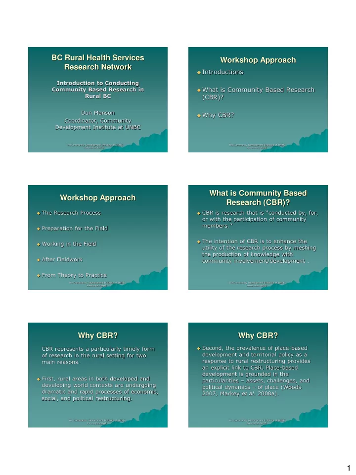 bc rural health services workshop approach research