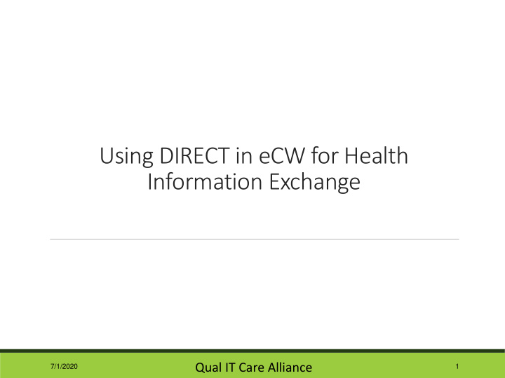 using direct in ecw for health information exchange