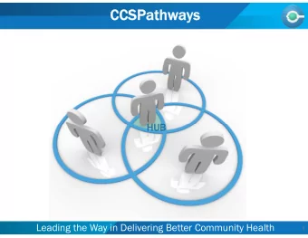 CCSP  CCSPathw  thways  ys  HUB  HUB  CHW  CHW  Leading the Way in Delivering Better Community