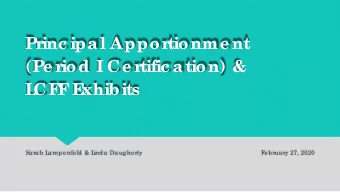 Pr  inc ipal Appor  tionme nt  (Pe r  iod I Ce r  tific ation) &amp;  L  CF  F  E  xhibits  Sa ra h