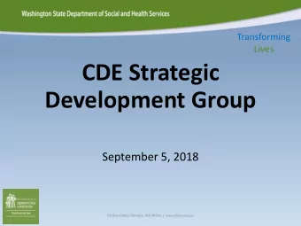 CDE Strategic  Development Group  September 5, 2018  PO Box 45050, Olympia, WA 98504  |