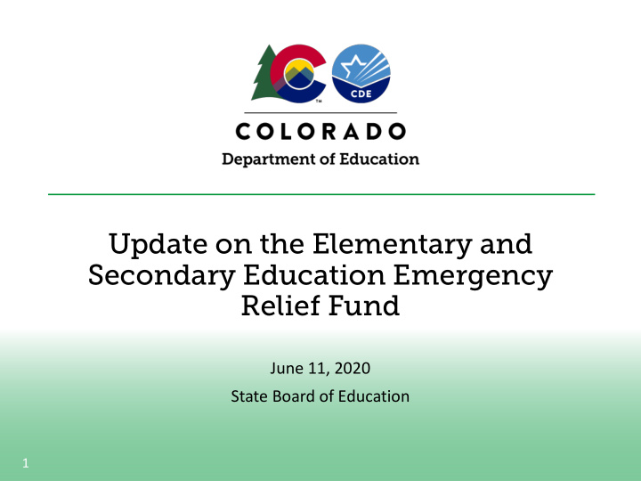 update on the elementary and secondary education
