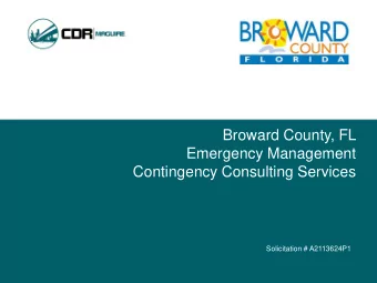 Broward County, FL  Emergency Management  Contingency Consulting Services  Solicitation #
