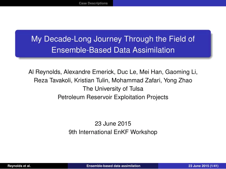 my decade long journey through the field of ensemble