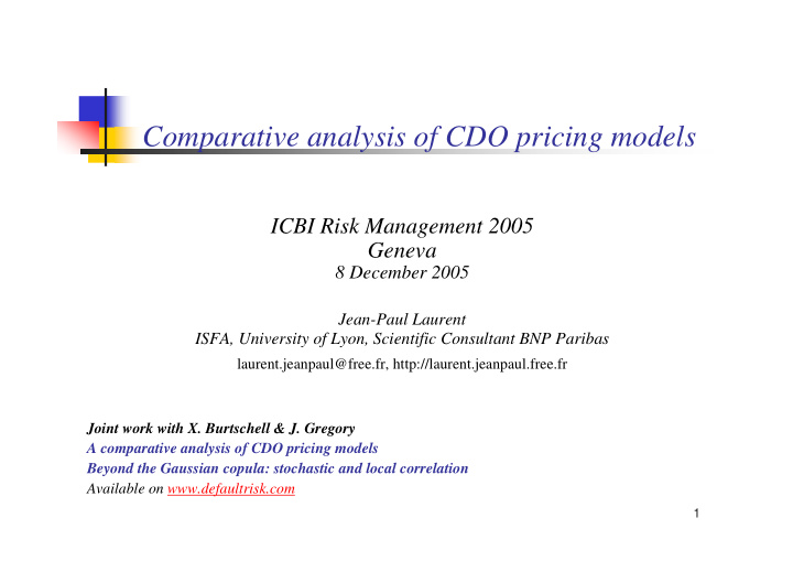 comparative analysis of cdo pricing models