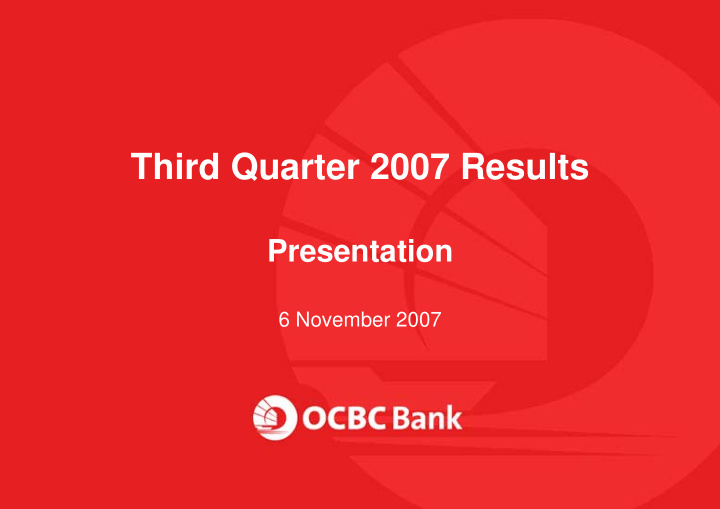 third quarter 2007 results