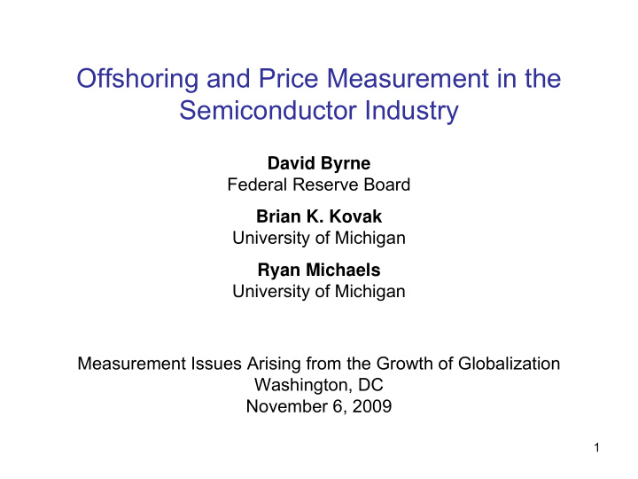 offshoring and price measurement in the semiconductor