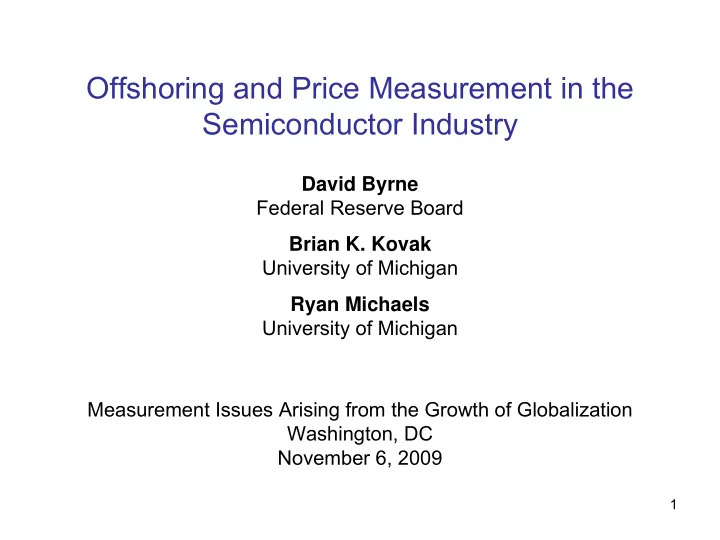 offshoring and price measurement in the semiconductor