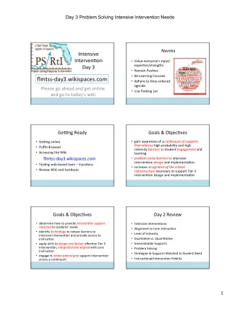 flmtss-day3.wikispaces.com    Adhere  to  0me-ordered  agenda  Please  go