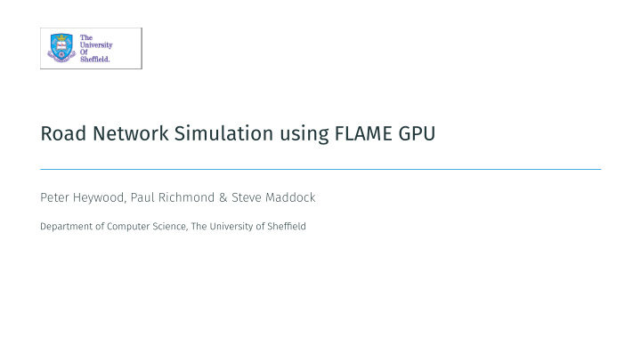 road network simulation using flame gpu