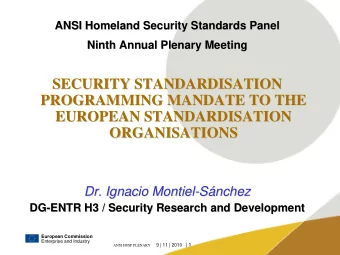 SECURITY STANDARDISATION  SECURITY STANDARDISATION  PROGRAMMING MANDATE TO THE  PROGRAMMING MANDATE
