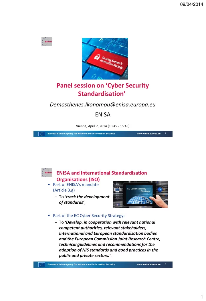 pane l session on cyber security standardisation