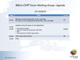 Micro-CHP Vision Working Group Agenda 07/10/2013  Topic Time  Speaker  Welcome and introduction