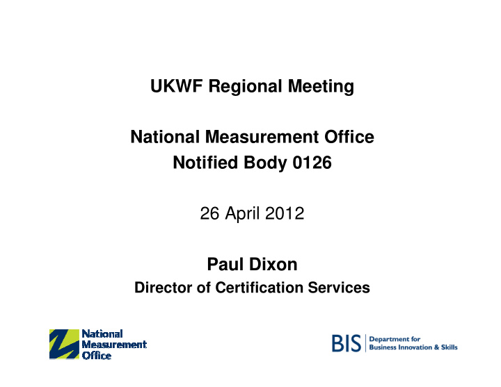 ukwf regional meeting national measurement office