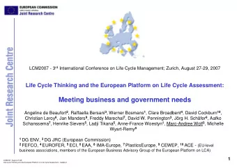Meeting business and government needs Angeline de Beaufort 2 , Raffaella Bersani 3 , Werner Bosmans