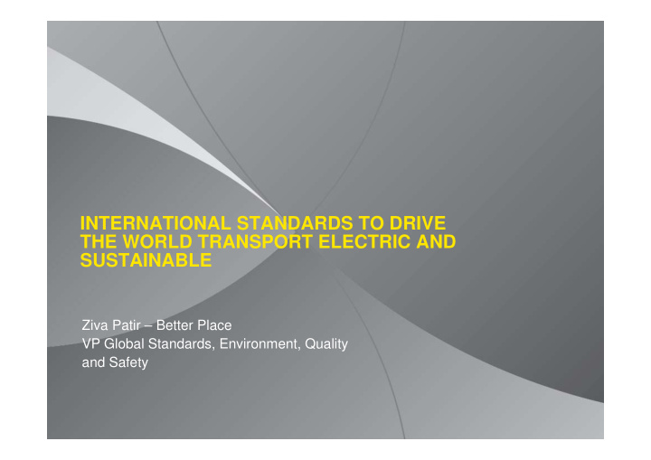 international standards to drive the world transport