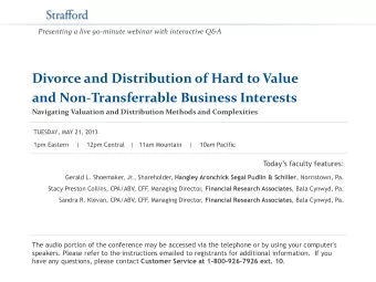 Divorce and Distribution of Hard to Value  and Non-Transferrable Business Interests  Navigating