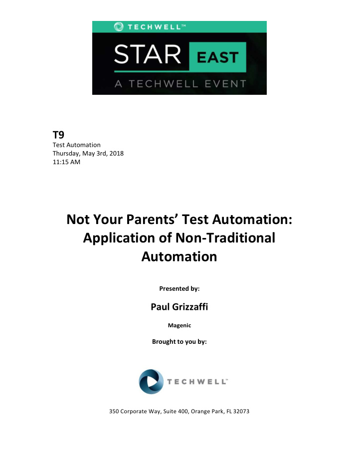 not your parents test automation application of non