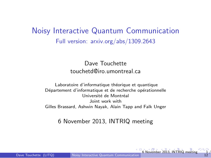 noisy interactive quantum communication