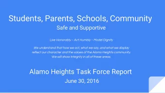 Students, Parents, Schools, Community  Safe and Supportive  Live Honorably ~ Act Humbly ~ Model