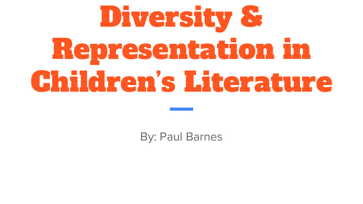 diversity representation in children s literature