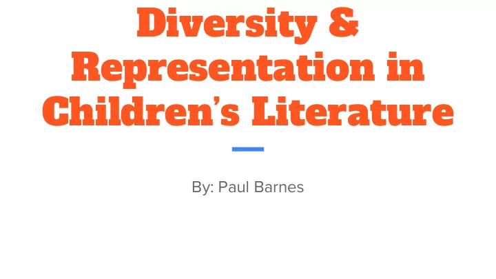diversity representation in children s literature