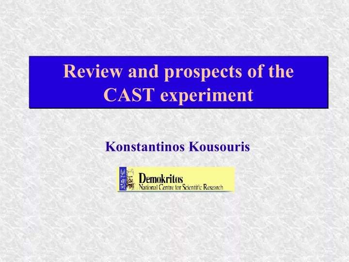 review and prospects of the review and prospects of the