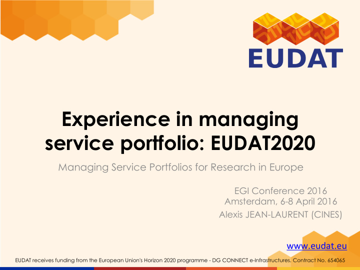 experience in managing service portfolio eudat2020