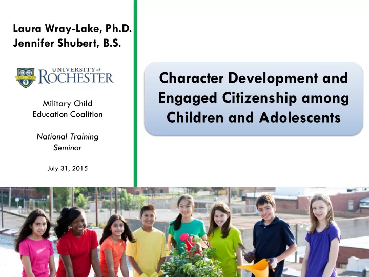 character development and engaged citizenship among