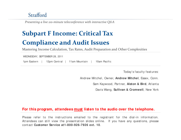 subpart f income critical tax compliance and audit issues