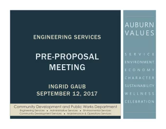 PRE-PROPOSAL  S  E  R  V  I  C  E  E N V I R O N M E N T  MEETING  E C O N O M Y  C H A R A C T E R