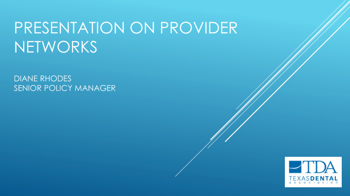 presentation on provider networks