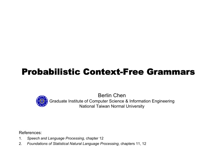 probabilistic context free grammars probabilistic context