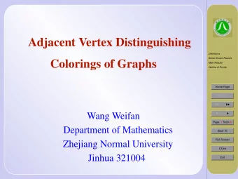 Adjacent Vertex Distinguishing  Definitions  Some Known Results  Colorings of Graphs  Main Results