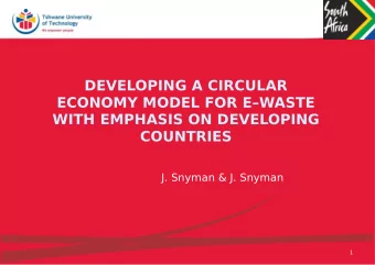 DEVELOPING A CIRCULAR  ECONOMY MODEL FOR EWASTE  WITH EMPHASIS ON DEVELOPING  COUNTRIES  J.