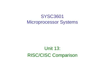 SYSC3601  Microprocessor Systems  Unit 13:  RISC/CISC Comparison  Topics/Reading  1.  Review: