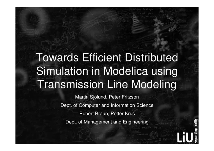 towards efficient distributed towards efficient
