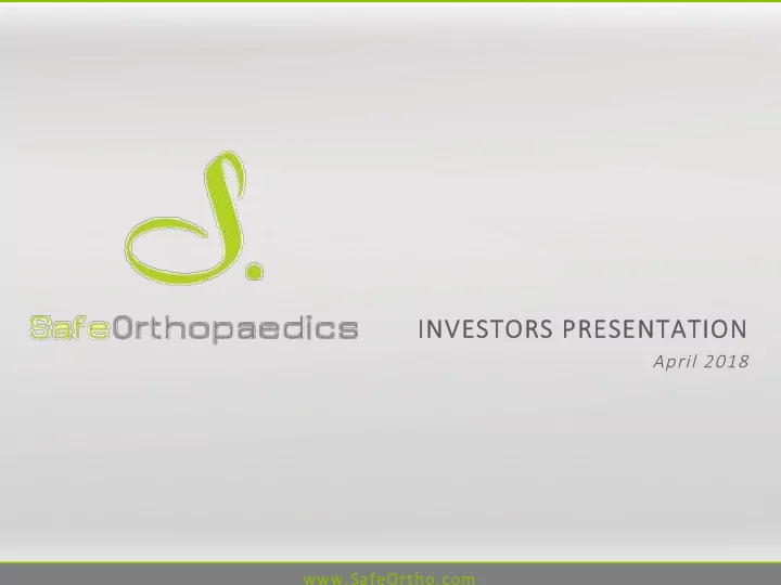 inves investors tors pres presentation entation