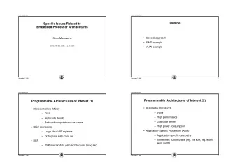Outline  Specific Issues Related to  Embedded Processor Architectures   General approach  Sorin