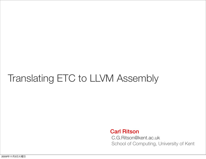 translating etc to llvm assembly