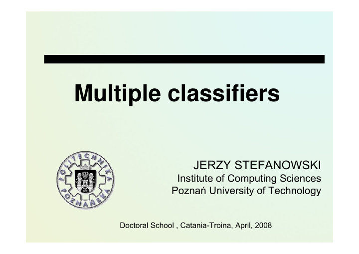 multiple classifiers