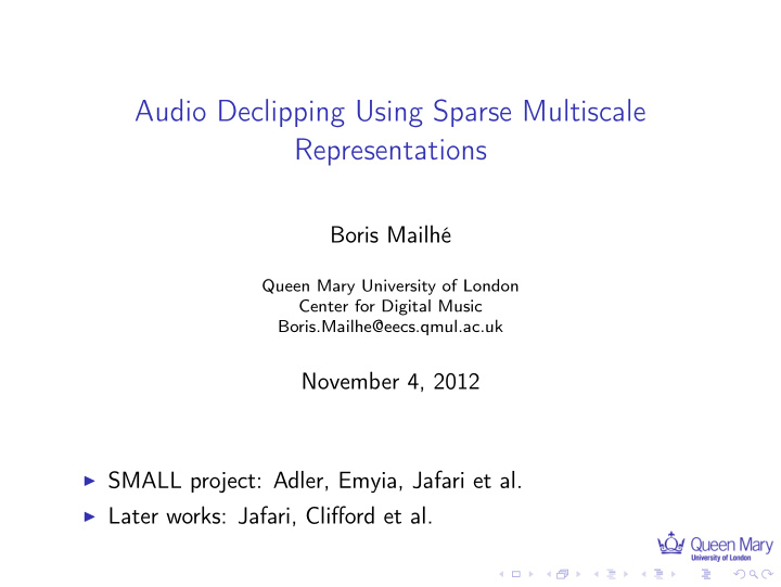 audio declipping using sparse multiscale representations