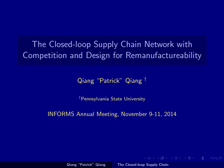 the closed loop supply chain network with competition and