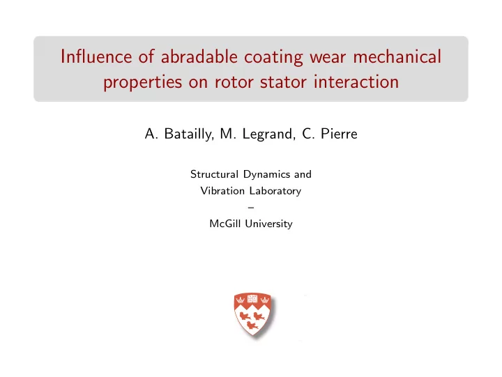 influence of abradable coating wear mechanical properties